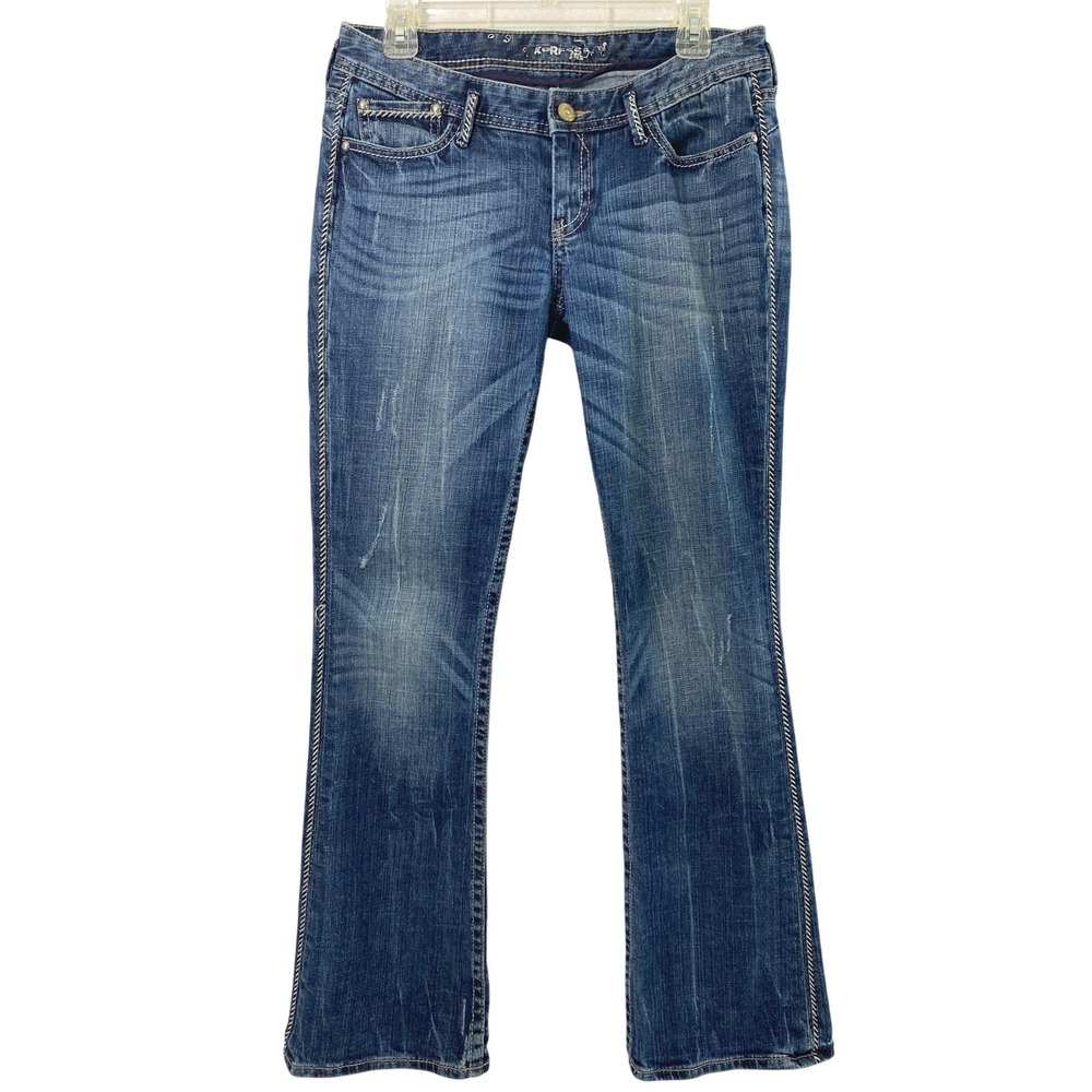 Express Jeans  Women 8R Bootcut Whipstitch Medium Wash Denim Flare Western